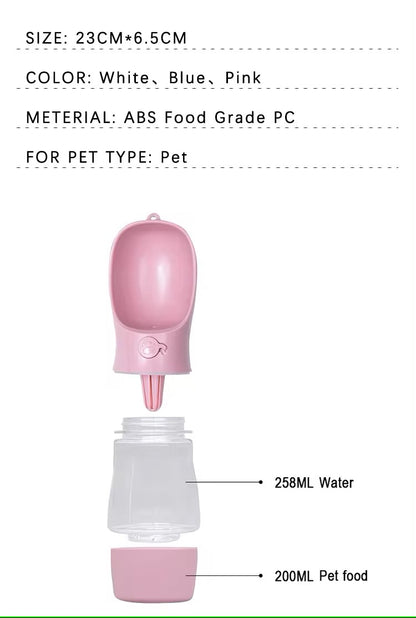 Portable Dog/Cat Food and Water Bottle - Leak Proof & Travel Friendly